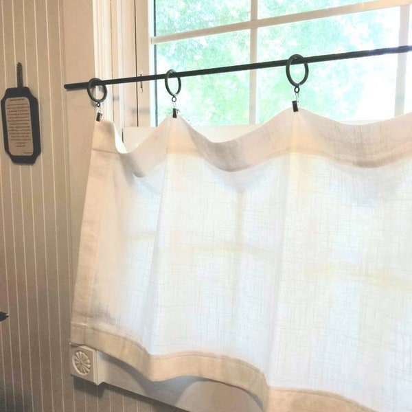 Linen Café Curtain, Bathroom Valance, Kitchen Valance, Farmhouse Curtain, Window Treatments, White Curtains, neutral curtains, white valance