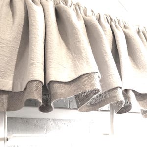 Burlap Farmhouse Valance: Rustic Drop Cloth Kitchen Curtain