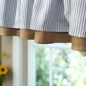 Burlap Ticking Stripe Valance: Farmhouse Country Curtain