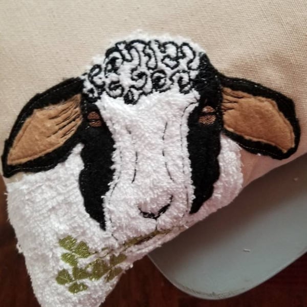 Sheep Pillows-Sheep Gifts-Farmhouse Pillow-Appliqued Pillow-12x20 Pillows-Animal Image Pillow-Unique Pillows-Porch Pillow