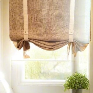Farmhouse Curtain, Burlap Valance, Roman Shade, Farmhouse Curtain For Living Room, Kitchen Curtain,Ticking Stripe Curtain, Farmhouse Valance