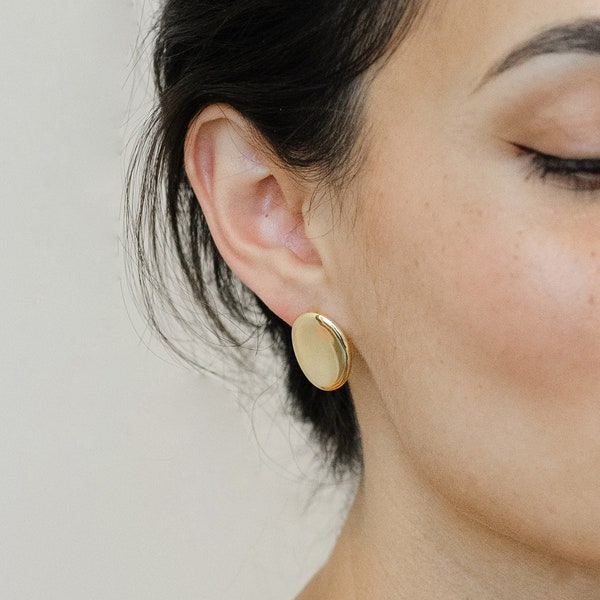 Gold Oval Studs l Gold Flat Wide Studs l Gold ball Studs l Large Gold Studs l Gold Chunky Studs l Hypoallergenic