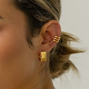 Chunky Gold Square Hoops l Gold Square Earrings l Thick Wide Square Huggie Hoops l Chunky Gold Hoops l Gift For Her