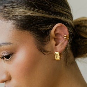 Triple Layered Gold Ear Cuff l No Piercing l Gold Cubic Ear Cuffs l Multi Wired Ear Cuff Ear Wrap l Gold Filled Ear Cuff l Gift For Her