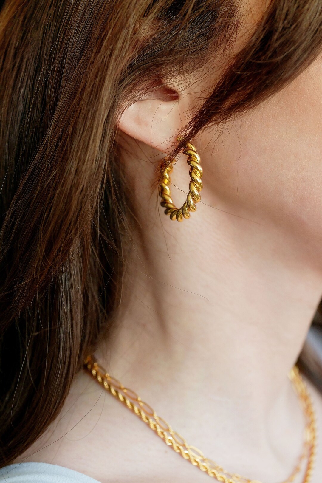 Chunky Gold Twist Hoops L Gold Filled Swirl Twisted Hoops L Etsy