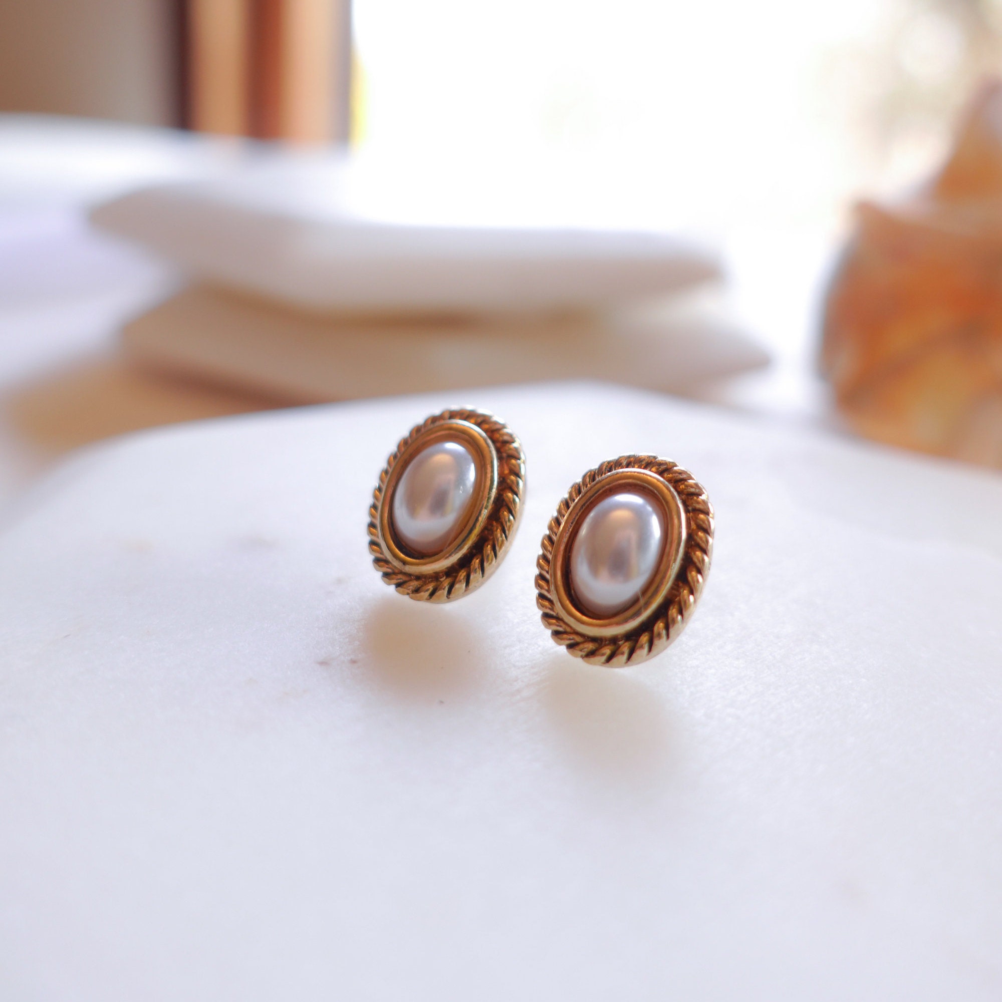 Gold Stud Earrings for Women Hypoallergenic Earrings Girls Oval Vintag –  CIVIBUY