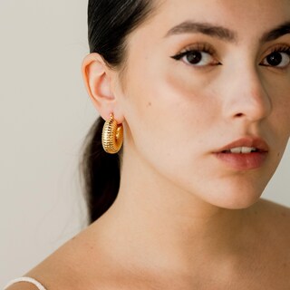 Orecchini A Cerchio Spessi Placcati Oro 18K – Donna – Design Waterdrop Aperti E Leggeri – Ipoallergenici