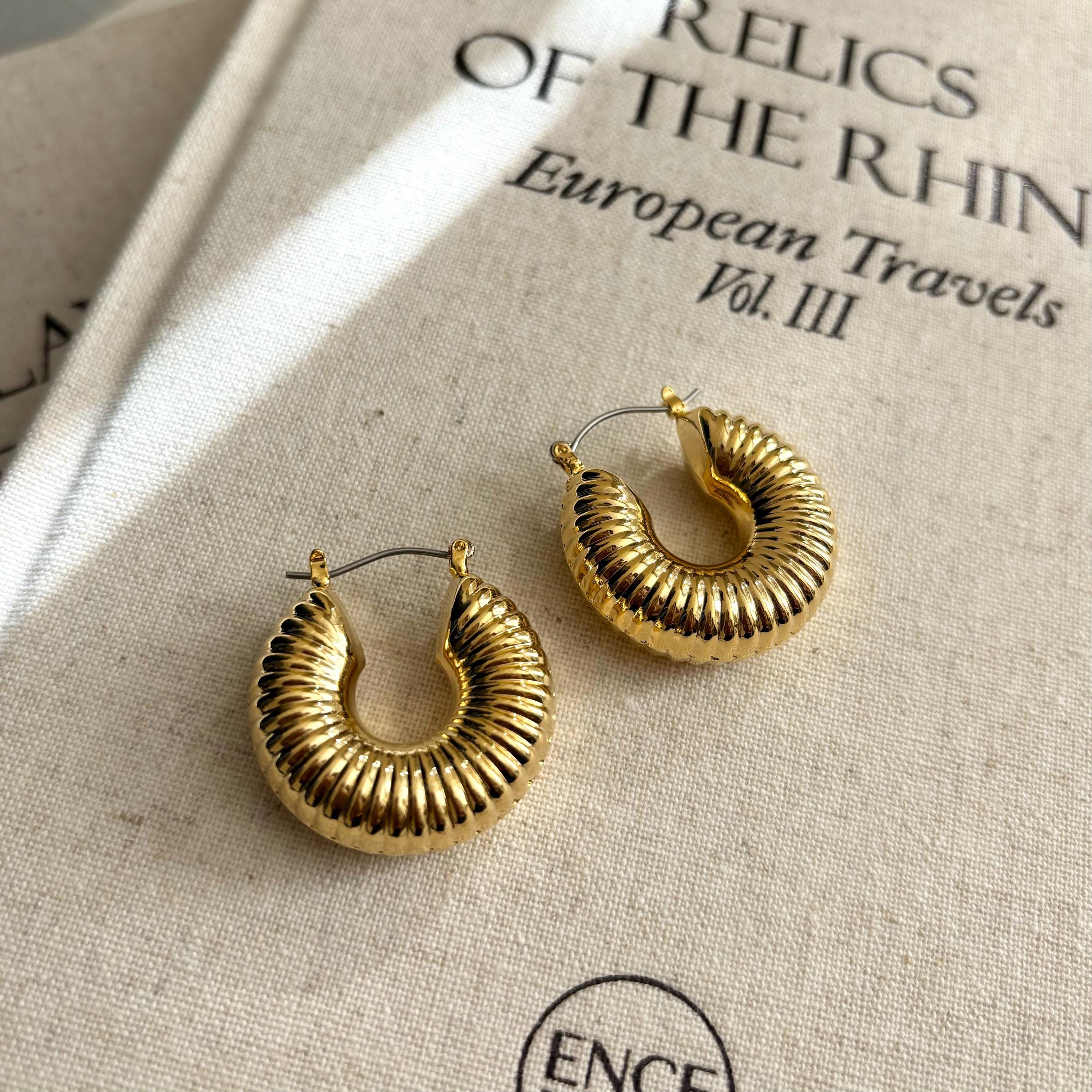 Orecchini A Cerchio Spessi Placcati Oro 18K, Waterdrop Hollow Open Hoops, Leggeri E Ipoallergenici, Gioielli Moda Per Donna E Ragazza - 2