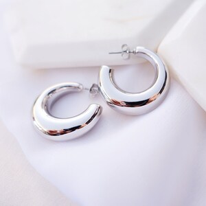 Chunky Silber Creolen l Dicke Silber Creolen l Sterling Silber überzogene Creolen l Super Chunky Creolen Ohrringe l Leichtgewicht l Hypoallergen