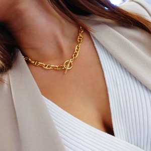 Chunky Gold Silver Anchor Mariner Chain Necklace l Thick Choker Toggle Necklaces l ㅡMariner Chain Necklace Jewelry l Gift For Her