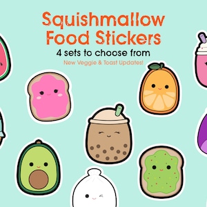 Squishmallow Sticker Pack | Fruits, Sweets, Drinks Collections