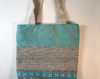Handwoven Tote bag - Turquoise