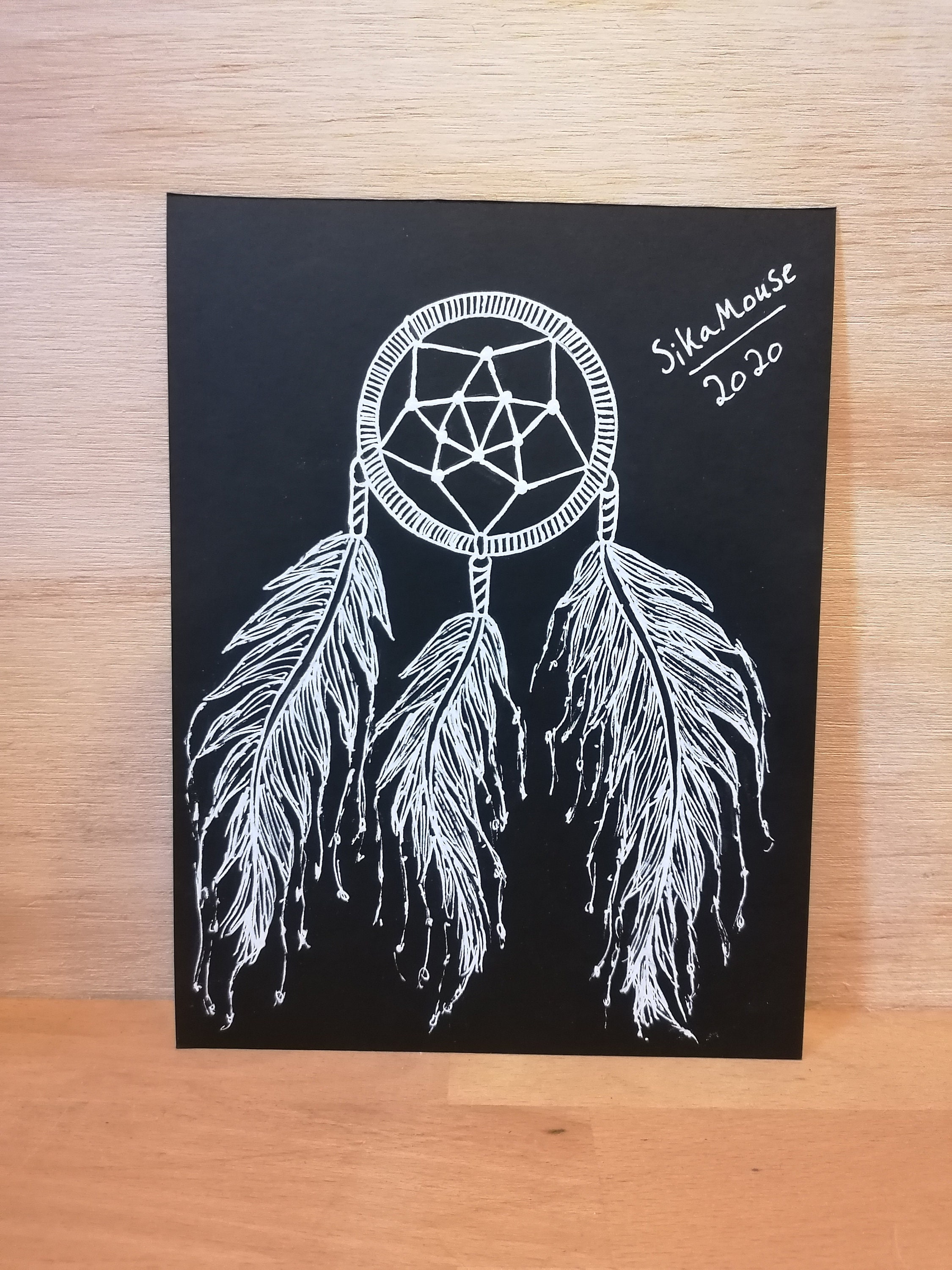 Black Wall Art Dream Catcher Abstract Drawing Painting Home Etsy