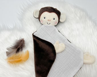 Monkey sniffer cloth, cuddly blanket, cuddly cloth, baby cloth, cuddly cloth with name, burp cloth, rattle, jungle,