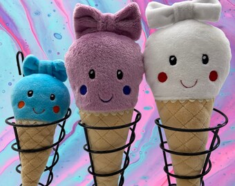 Ice cream cone, ice cream, cuddly ice cream, cuddly toy, plush toy, plush ice cream