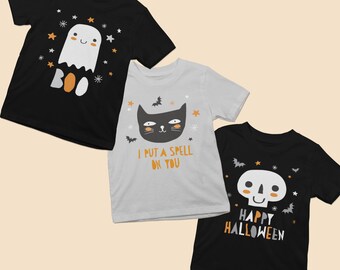 Camisa de Halloween para niños, camisa de Halloween para niños, camisa fantasma, camisa espeluznante, camisa de Halloween para niños, camisa linda de Halloween, camisas de los niños