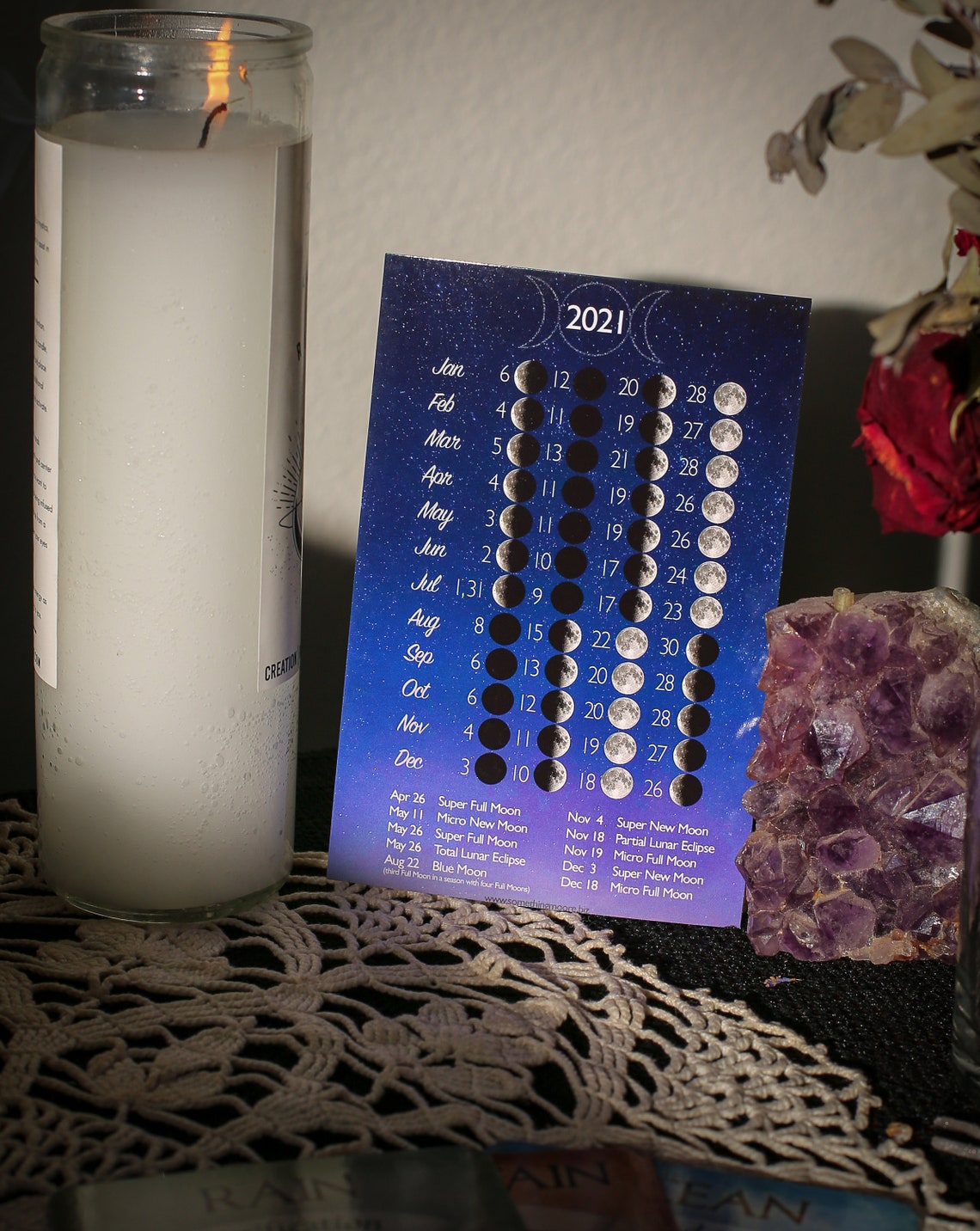 Lunar Calendar 2021 Postcard Moon Phase | Etsy