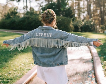 Bride Jacket with Rhinestone Fringe | Nashville Bachelorette Denim Jacket | Custom Mrs Jacket | Wifey Jacket| Bridal Gift | Bridal Shower