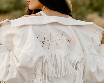 Bride Jacket for Nashville Bachelorette | Wifey Jacket | Custom Mrs Jacket | Bride Gift | Honeymoon Jacket | Bridal Shower Gift | Rodeo Bach