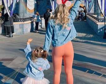 Matching Mama Mini Blue Pearl Denim Jackets | Mom and Daughter Jean Jackets | Personalized Flower Girl Jackets | Little Girl Toddler Baby