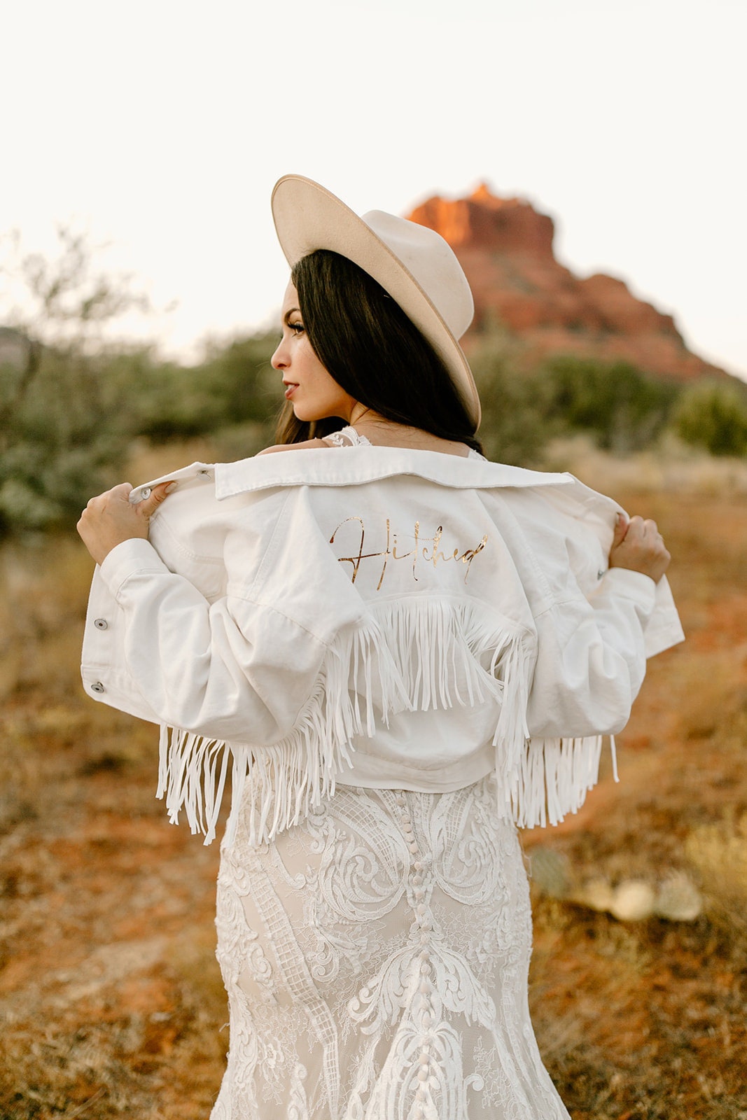 White Fringe Gold Letters Personalized 