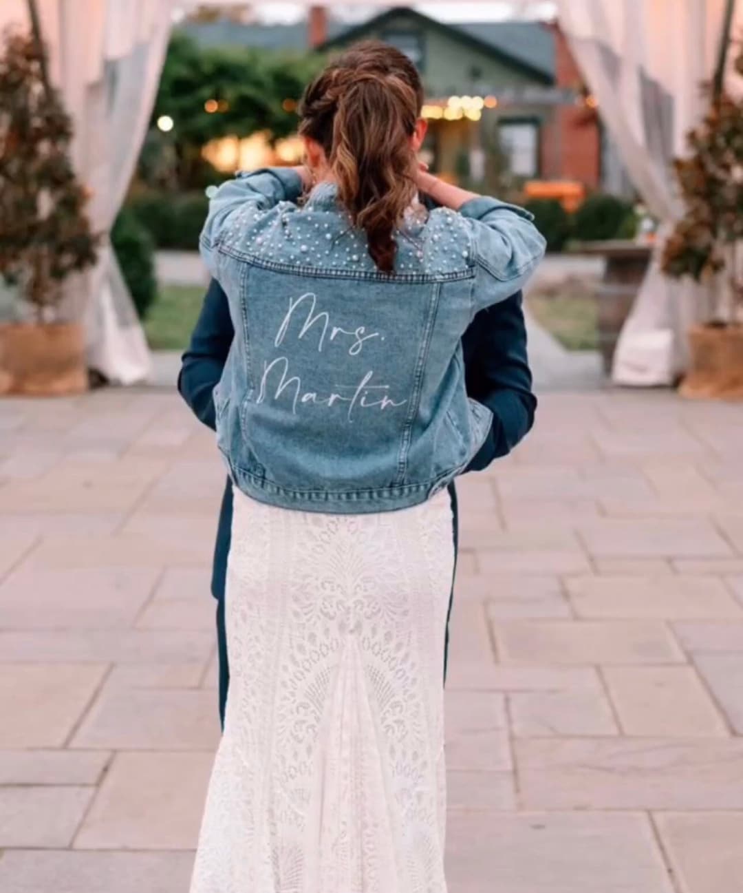 Giacca di jeans Mrs Pearl Giacca di jeans sposa personalizzata