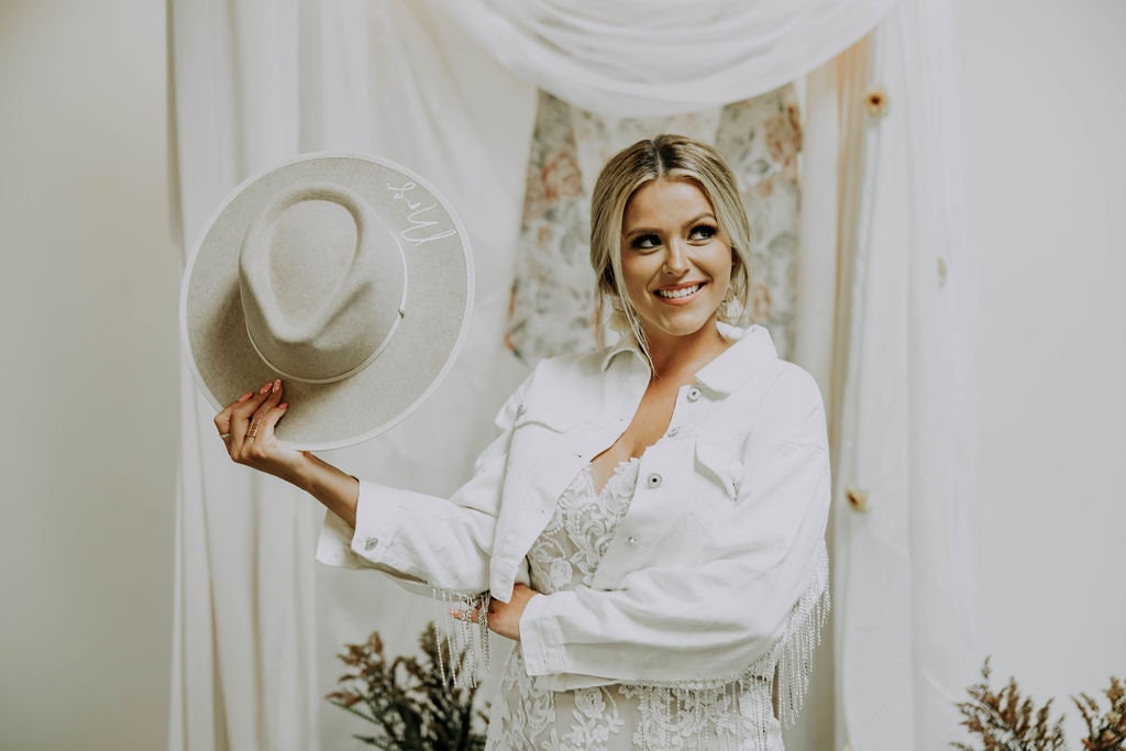 Personalized Fedora Bride Hat | Custom Bridal Shower 