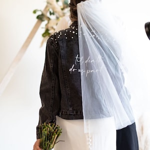 PERSONALIZED Black Denim | Statement Denim Bridal Jacket | Customized Wedding Jean Jacket | Bridal Denim Jacket | Pearl | MRS Jacket