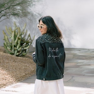 PERSONALIZED Pearl bride Oversized Boyfriend Fit | Mrs Denim Bridal Jacket | Customized Wedding Jean Jacket | Bridal Denim Jacket Til Death