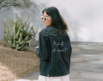 Personalisierte Perle Denim Brautjacke | Personalisierte Braut Geschenk