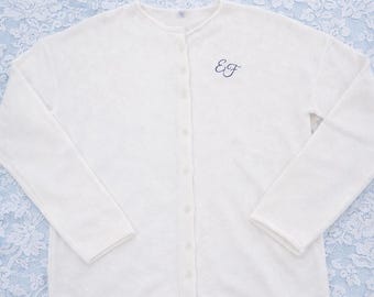 Personalized Embroidered Bride Cardigan | Custom Monogram Wedding Sweater