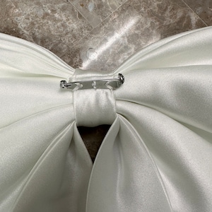 removable bridal white satin bow