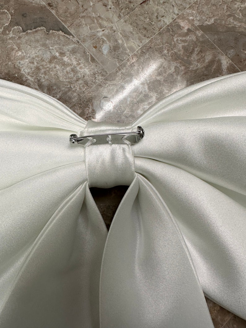 removable bridal white satin bow