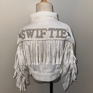 Little Girls Personalized White Fringe Denim Jacket |Flower Girl Jean Jacket |Baby Denim Jacket | Toddler Denim Jacket| Custom Girls Clothes
