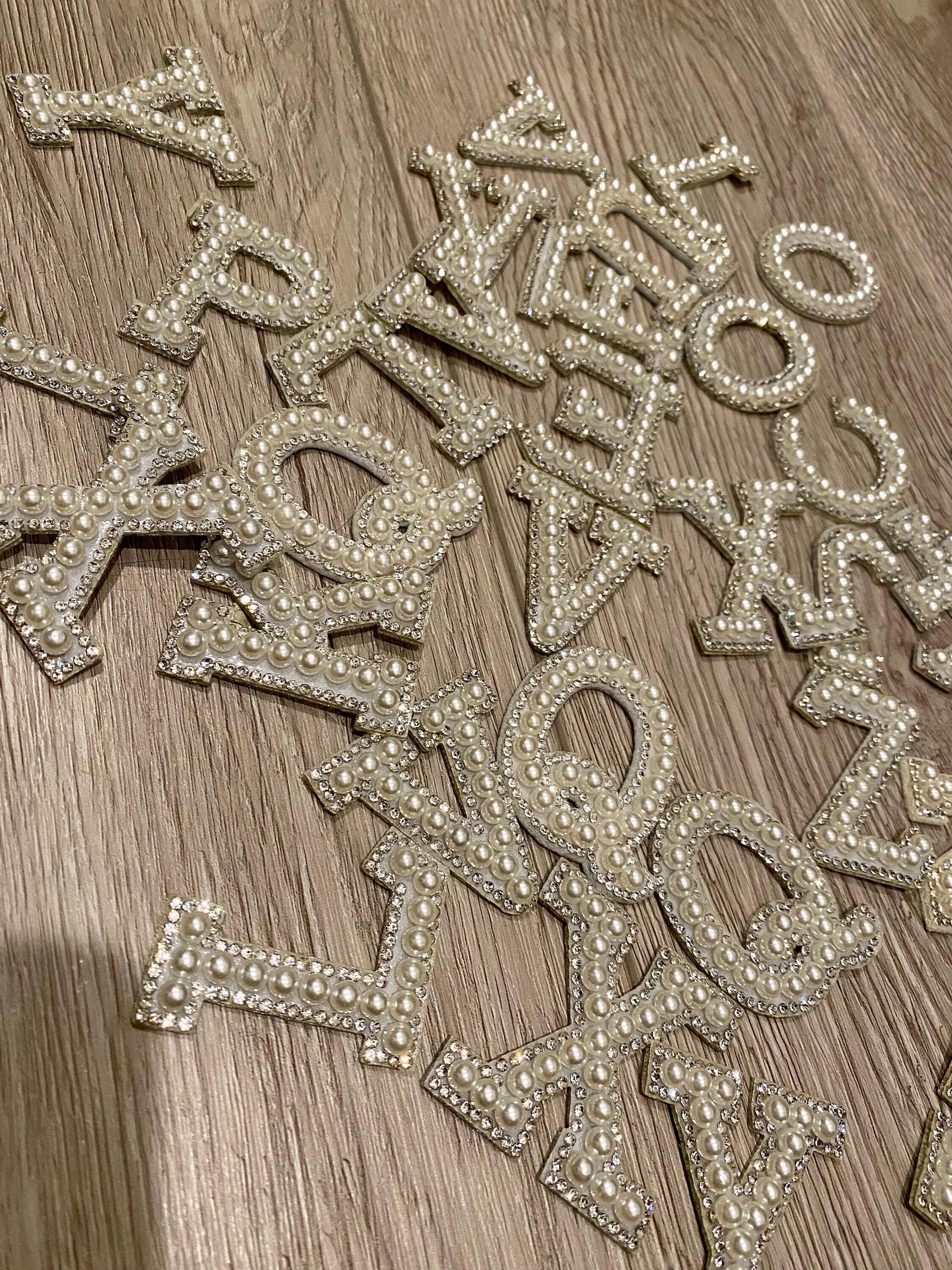5pcs Bride Rhinestone Iron On Patches,Letter Sew On Patches,Glitter