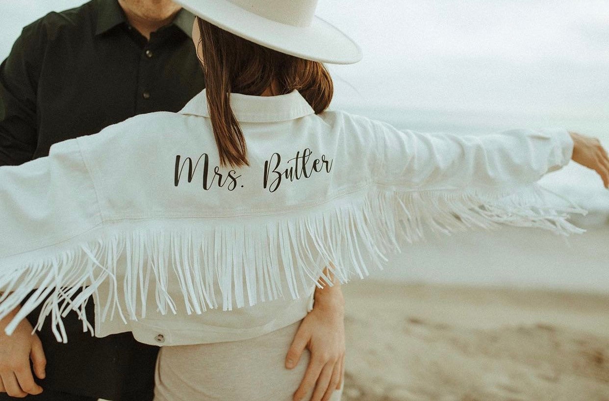 white denim fringe jacket