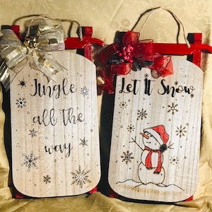 Wood burned Christmas Sled with Christmas saying/Festive holiday decor