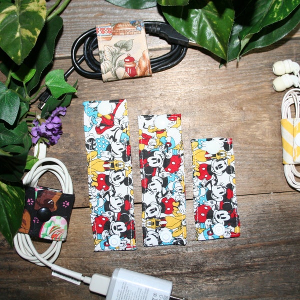 Mickey and Gang Set of 3 Cable Wraps - Cord Organizer - cord keeper Ready to ship! Great Stocking Stuffers