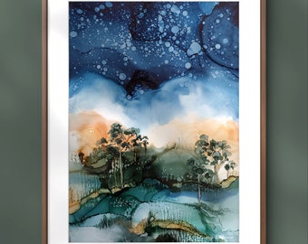 ART PRINT - Giclée Abstract Landscape - "Twilight Dreamscape" - UNFRAMED