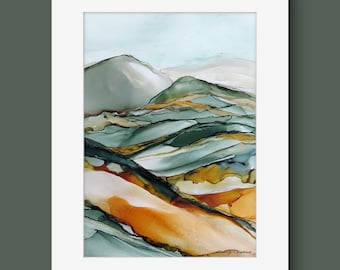 ART PRINT - Unframed Giclée Abstract Landscape - "Autumnal Hills"