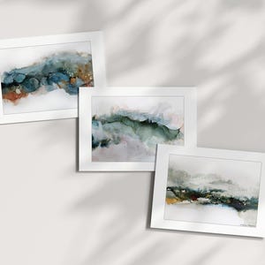 Lot de 3 - Cartes d'art A6 - Collection abstraite - Cartes de voeux vierges - Cartes respectueuses de l'environnement