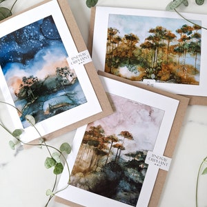3er Set - Fine Art Karten - The Tree Collection - Leere Grußkarten - Umweltfreundliche Karten