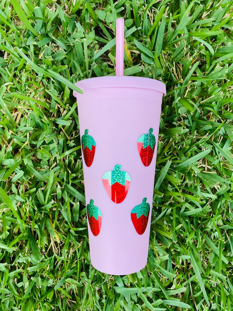 Personalized Strawberry Cup Strawberry Themed Tumbler Etsy