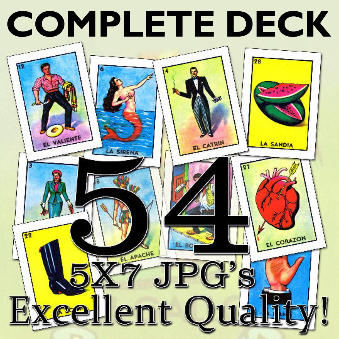 Loteria classic Card Images 54 Separate JPG - Etsy Finland