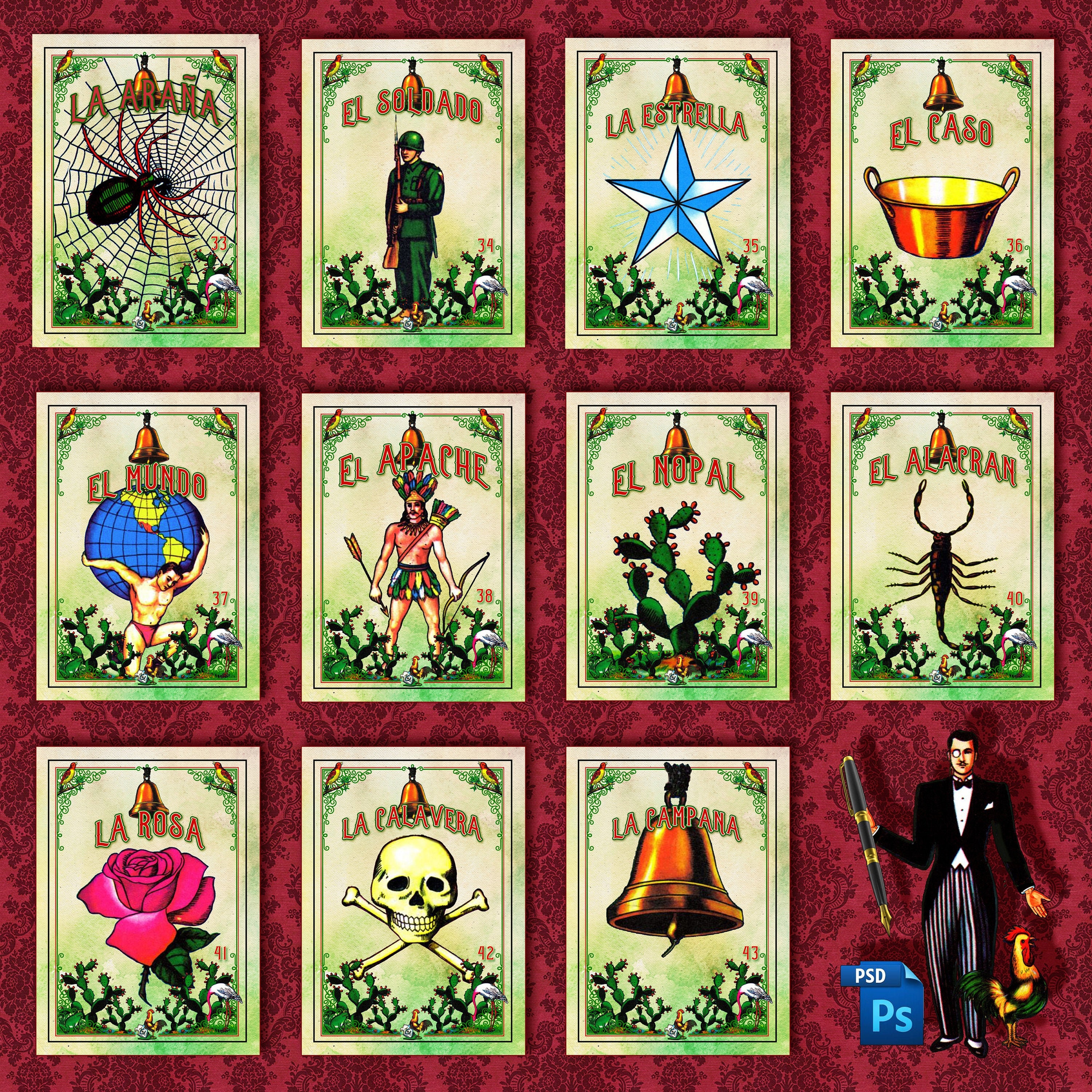 New Loteria Digital Art Collection Vol 1 11 Separate Files Etsy