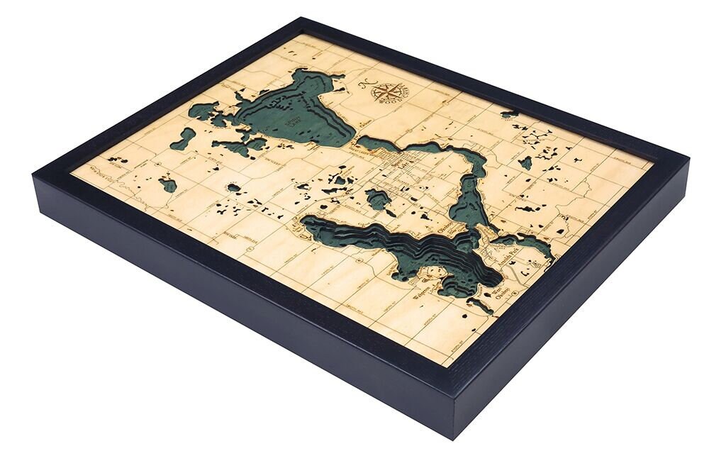 Lake Okoboji/Spirit Lake Wood Carved Map Etsy