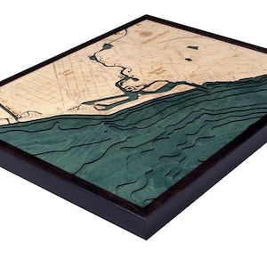 Newport Beach Wood Carved Map
