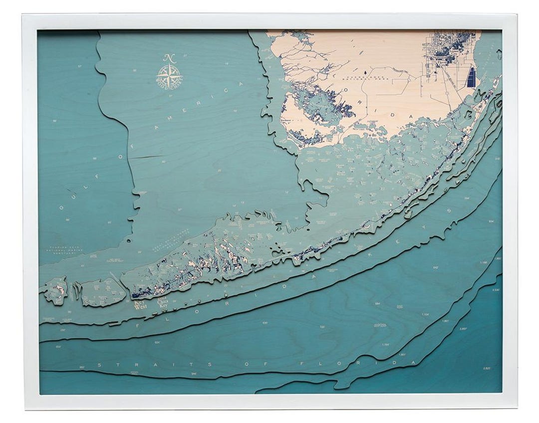 UV Printed Florida Keys Wood Carved Map - Etsy