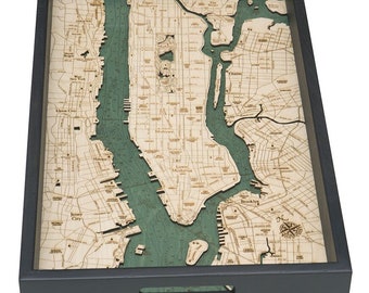 Manhattan, NY  Wood Carved Serving Tray