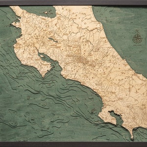 Costa Rica Wood Carved Map